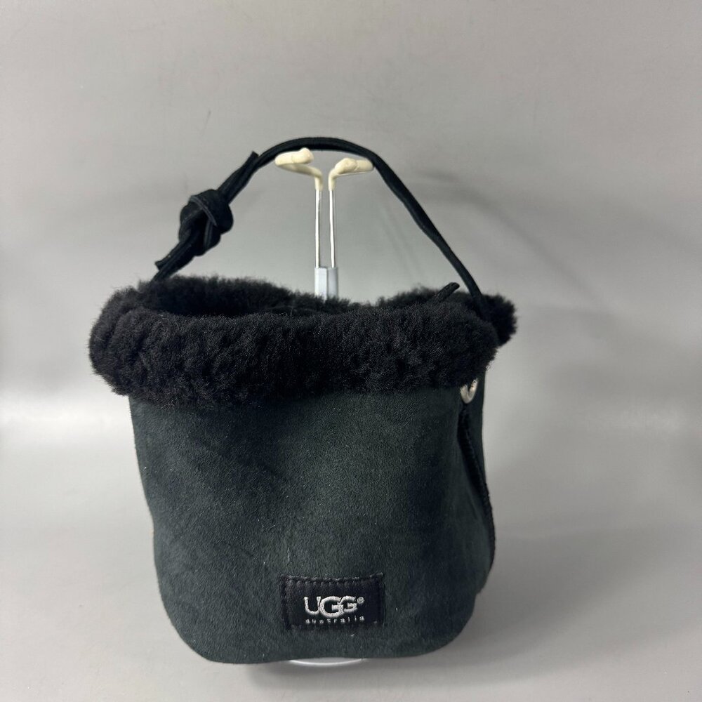 UGG Australia Black Suede/Shearling Bucket Mini Bag